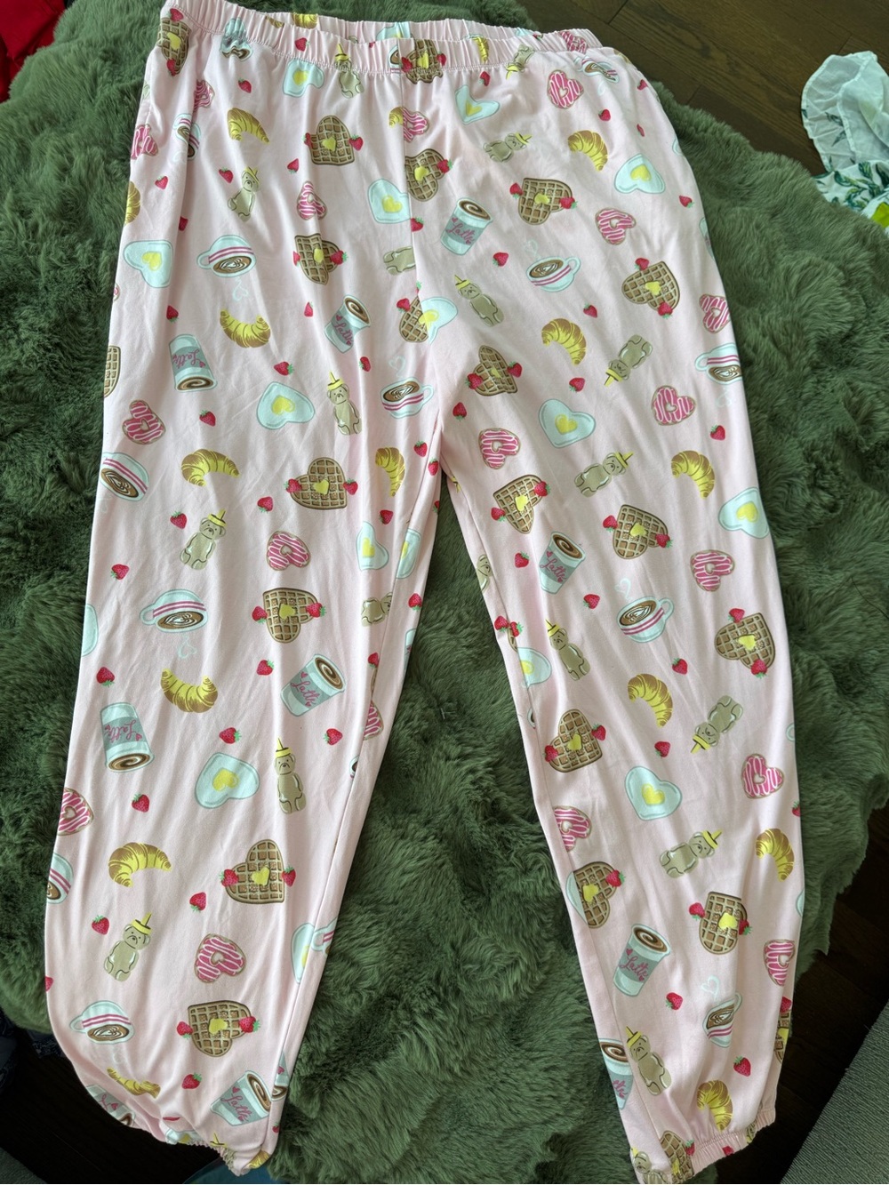 Pink Breakfast-Print Pajama Pants Size XL Really Soft